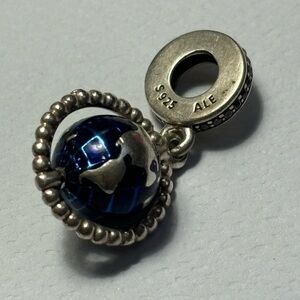 Pandora Silver and Deep Blue World Charm